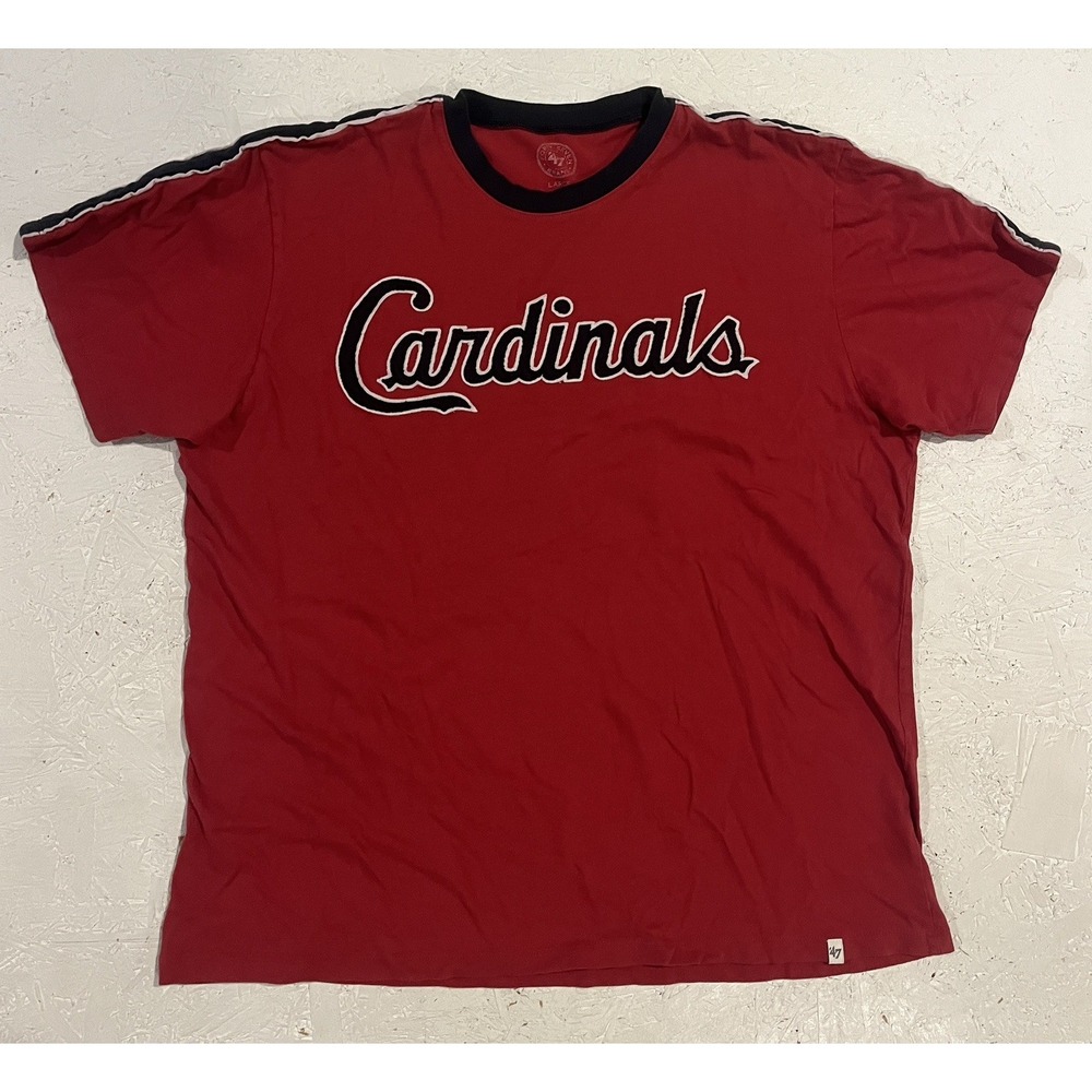 47‎ Brand St Louis Cardinals Embroidered Shirt Mens L MLB Red Baseball